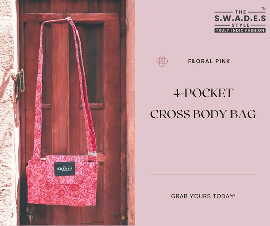 Floral Pink 4-Pocket Cross-Body Bag