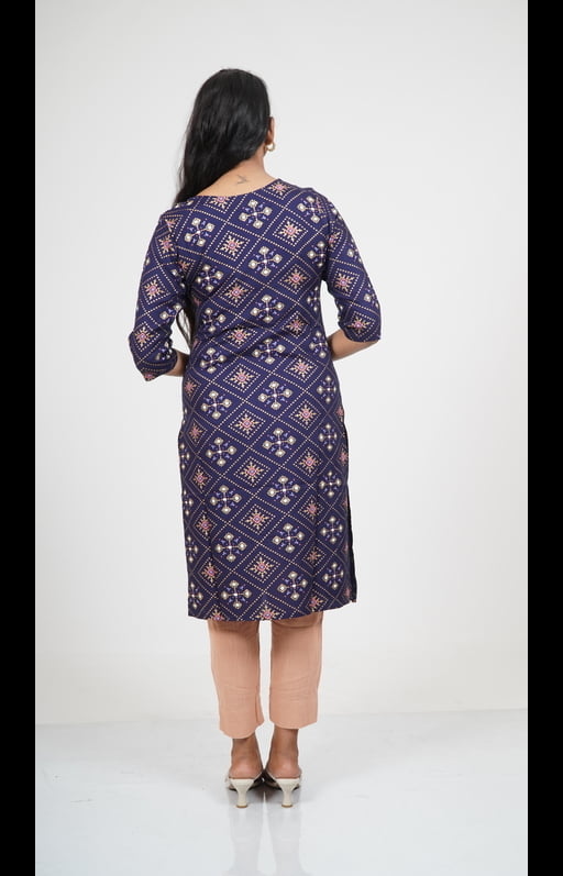 Dark Blue with Geometric Print