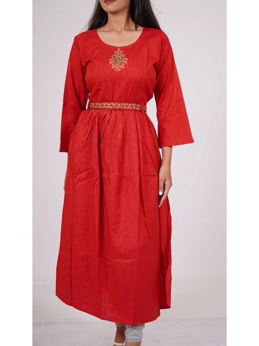 Kurti in Passion Red Radiate Elegance