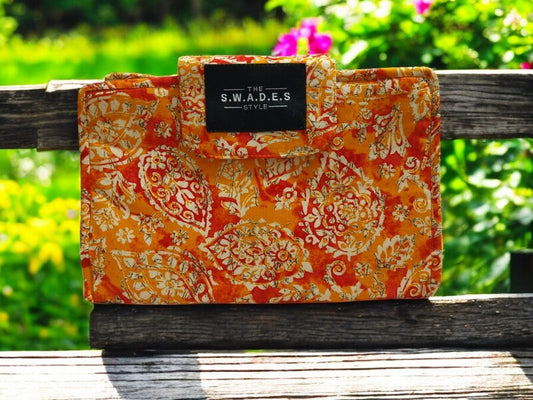 Orange Paisley 6-Pocket Clutch Pouch