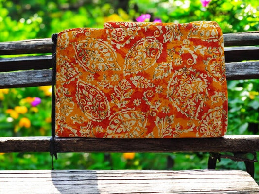 Orange Paisley 6-Pocket Clutch Pouch