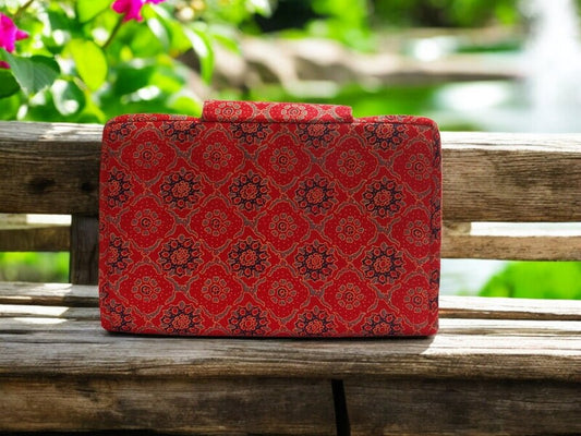 Radiant Red Elegance 6-Pocket Clutch Pouch