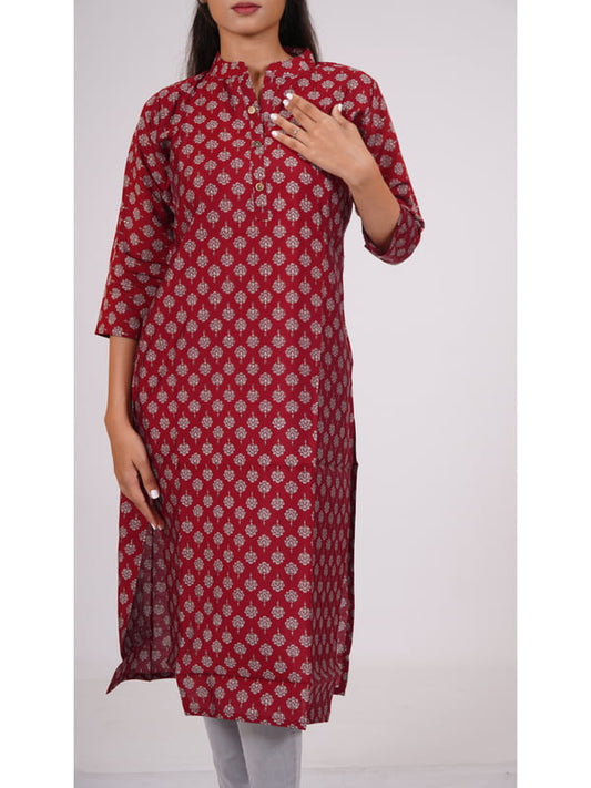 Pure Cotton Band Collar Kurti