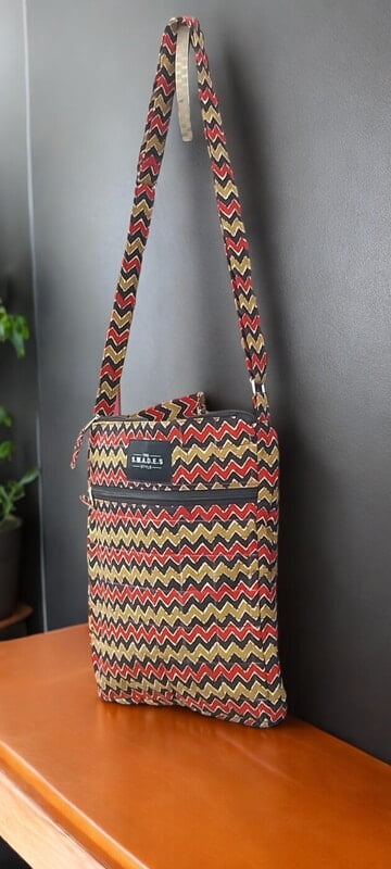 Red and Black Waveform Cotton Bag