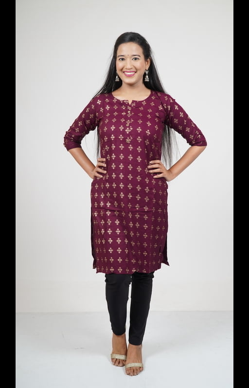 Golden Geometric Print Kurti