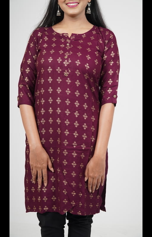 Golden Geometric Print Kurti