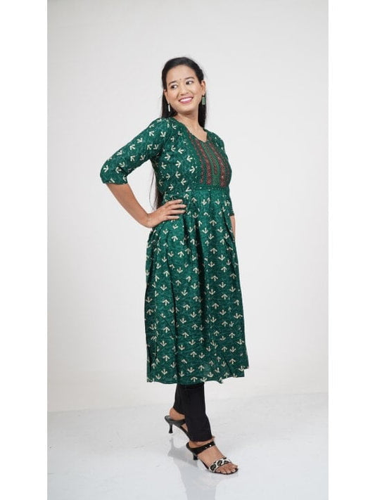 Elegant Green Flared Kurti