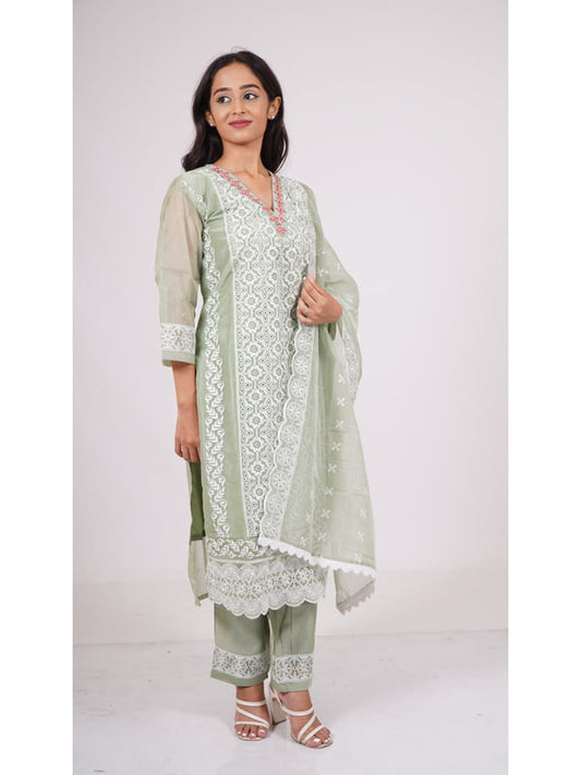 Asparagus Green Salwar Suit (XL)